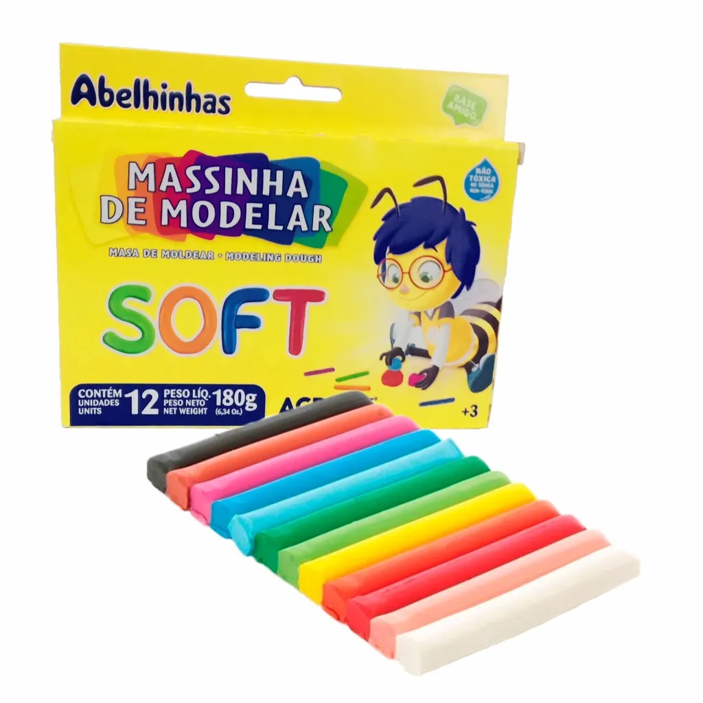 MASSA DE MODELAR 12 CORES SOFT 180G (ACRI...